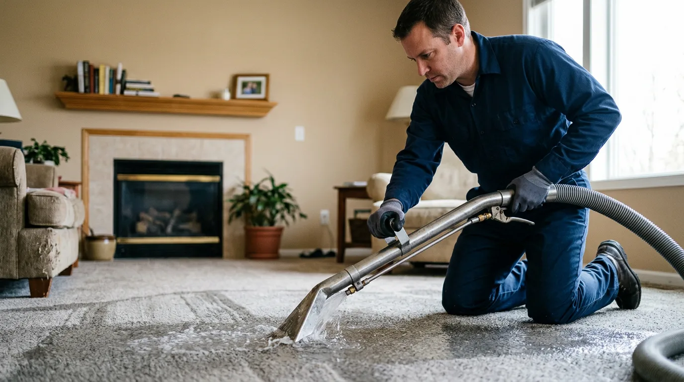 Water damage restoration technician working near Luke, MD